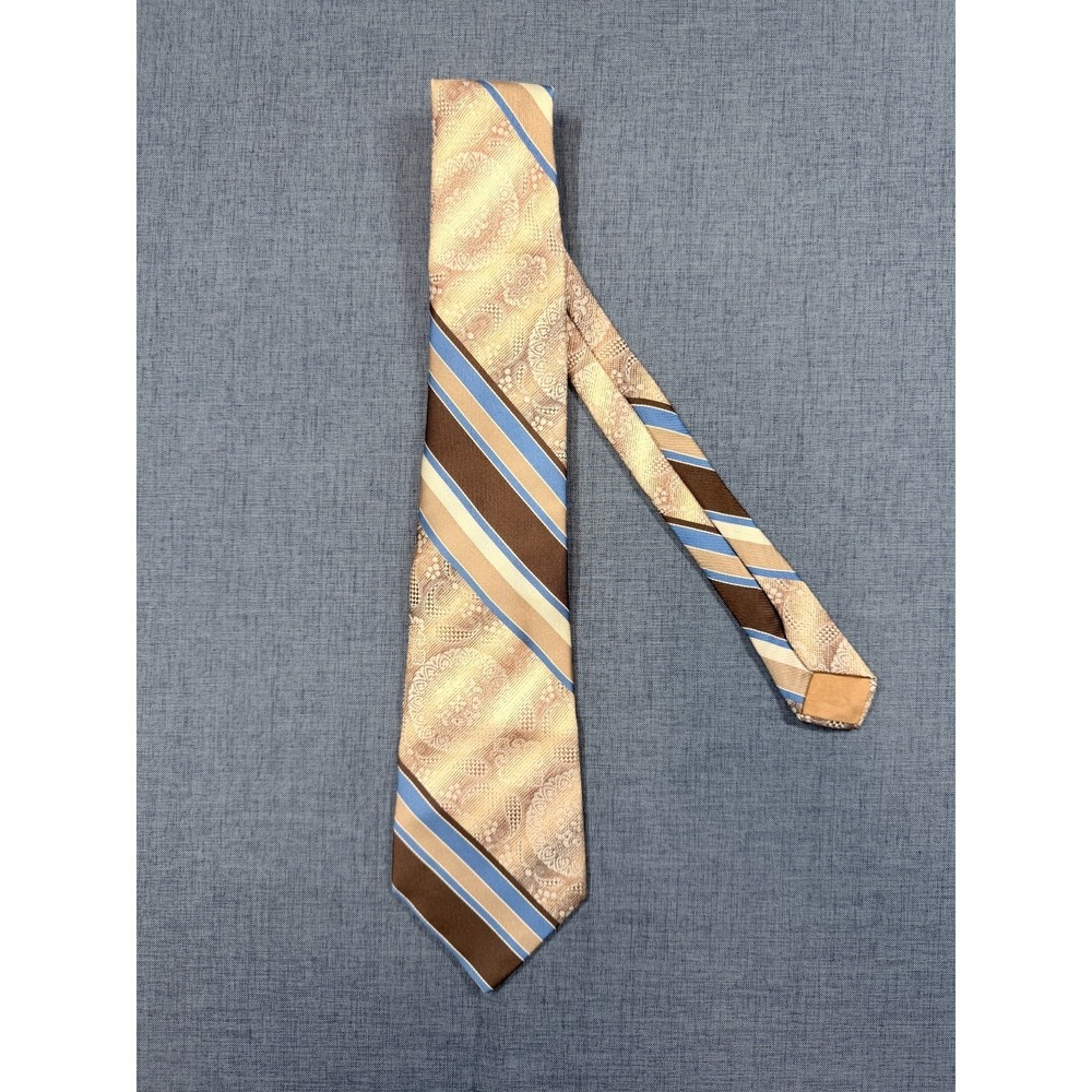 Vintage Sears Tie Medallion Geometric Gold Brown Retro Polyester Classic